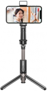 Recci RHO-P01 Bluetooth 5.0 Uzaktan Kumandalı Çok Fonksiyonlu Selfie Çubuğu 200mAh - Siyah