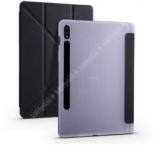 Samsung Galaxy Tab S8 Plus X800 Tablet Kılıfı Standlı Tri Folding Kalemlikli Silikon Smart Cover - Siyah